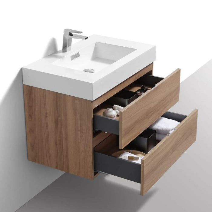 Bliss 24" Honey Oak  Wall Mount Modern Bathroom Vanity