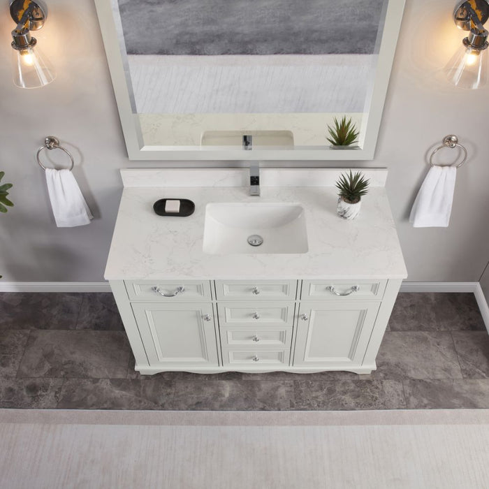Edouard 48" Silver Strand Solid Wood Bathroom Vanity with Artificial Stone Top & Soft-Close Drawers