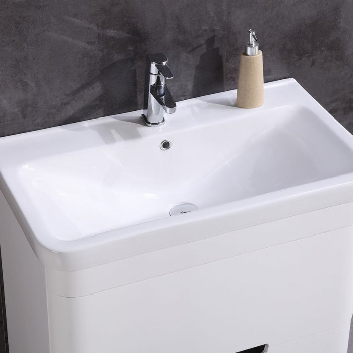 Nikos Contemporary 32" PVC Bathroom Vanity Set – Ceramic Top, LED Mirror & Single Faucet Ready