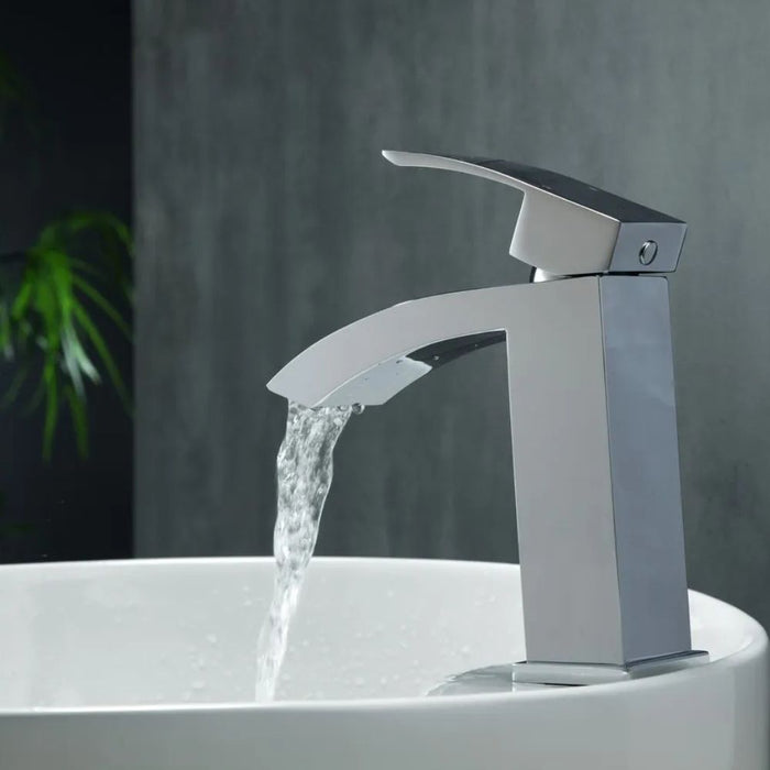Nichols Chrome Bathroom Faucet Single Lever Widespread - Solid Brass cUPC Certified Vanity Faucet