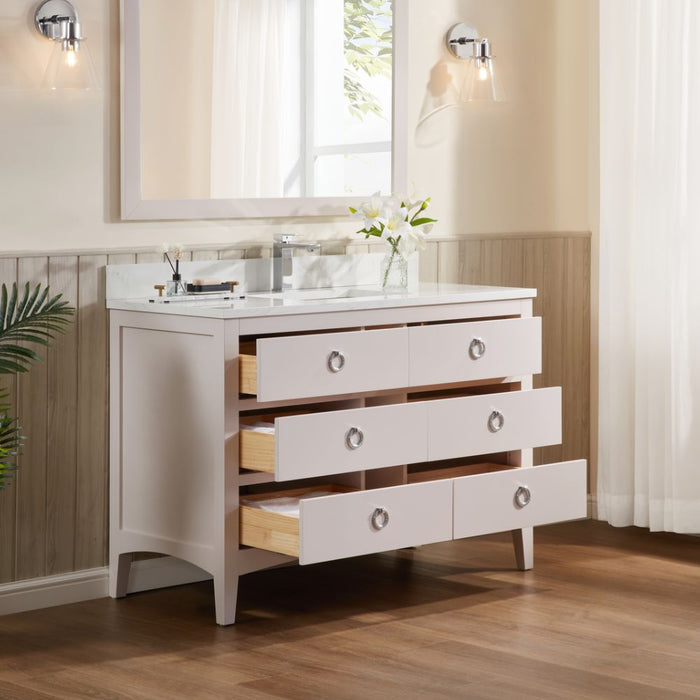 Winda 48" White Bathroom Sink Vanity – Solid Wood Base & Artificial Stone Counter