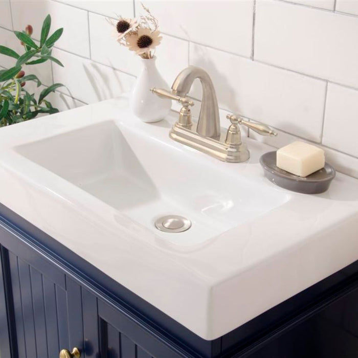 Bloom 24" Blue Sink Vanity - White Ceramic Top with Pre-Drilled Faucet Holes