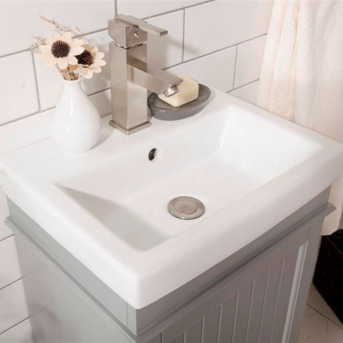 Aria 18" Gray Free-Standing Bathroom Vanity with White Ceramic Sink Top - Small Space Solution