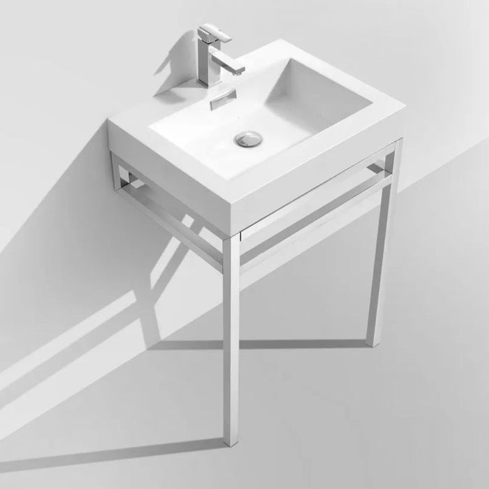 Haus 24" Stainless Steel Console w/ White Acrylic Sink - Chrome