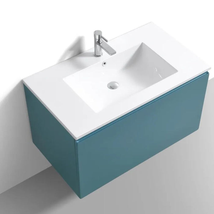 Rachel 36" Teal Green Wall Mount Modern Bathroom Vanity – Floating Contemporary Design with Overflow Sink