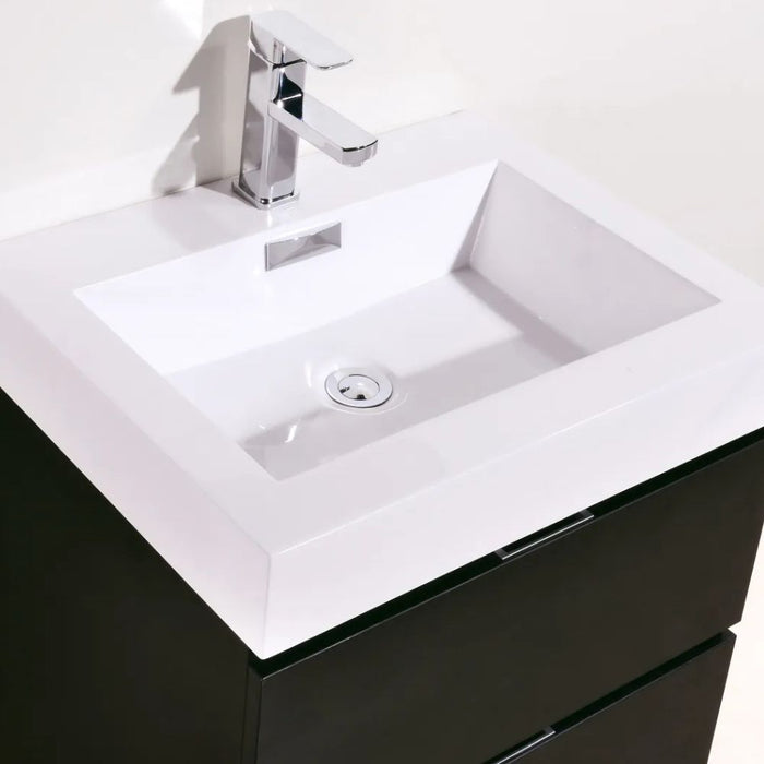 Brinda 24" Black Wall Mount Bathroom Vanity – Marine Veneer Modern Style