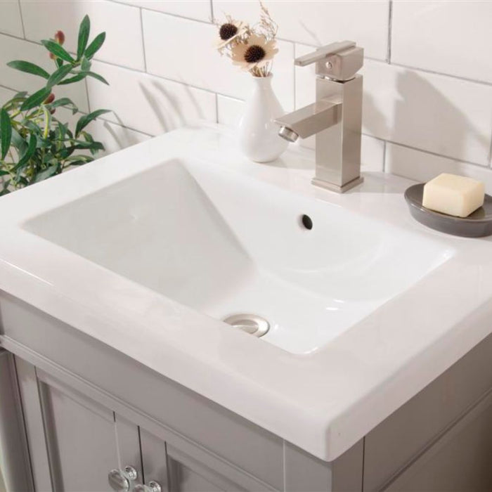 Calla 24" Gray Vanity Cabinet with White Ceramic Sink – Compact Bathroom Storage Solution