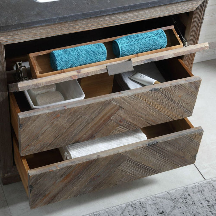 Pease 36" Solid Wood Bathroom Vanity with Marble Countertop, 3-Drawer Storage & Ceramic Sink