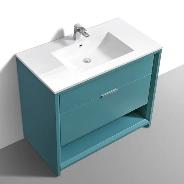 Ramiro 36" Teal Green Modern Bathroom Vanity with Integrated Sink – Fully Assembled Ready to Install