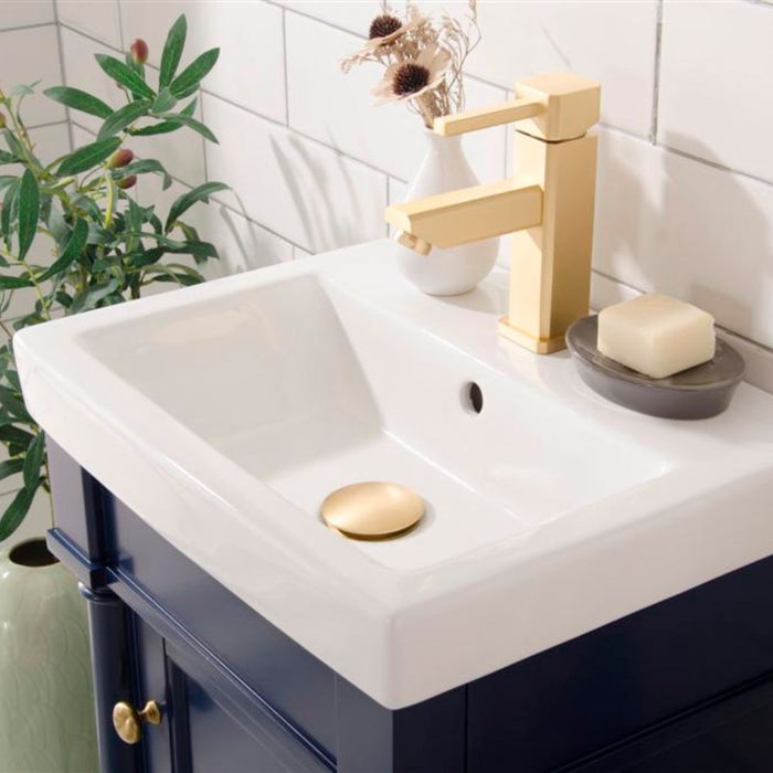 Amara 18" Blue Single Door Vanity with White Ceramic Top - Modern Bathroom Sink Cabinet