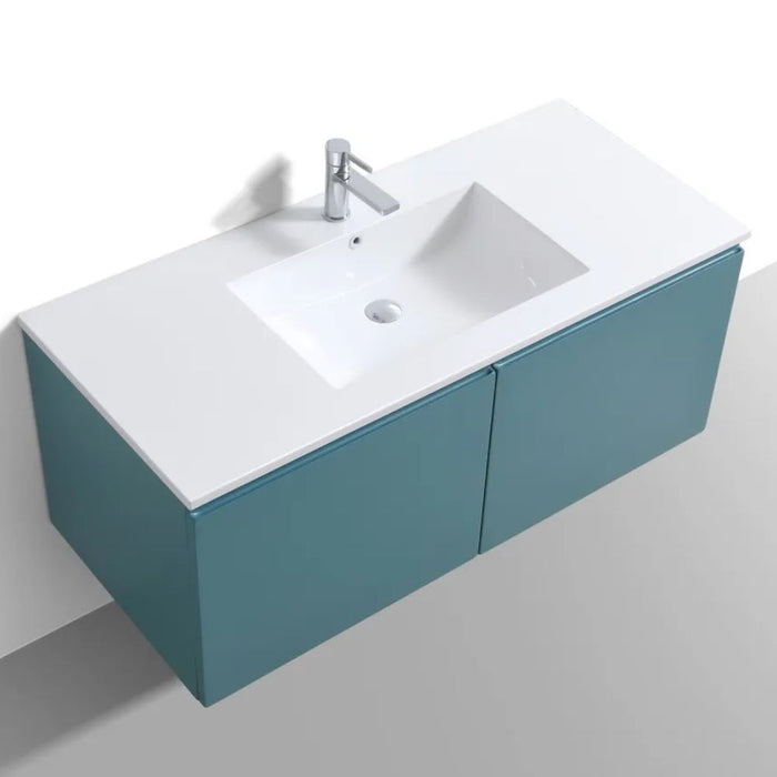Mandell 48" Teal Green Single Sink Bathroom Vanity – Modern Wall Mount Floating Vanity with Acrylic Composite Top