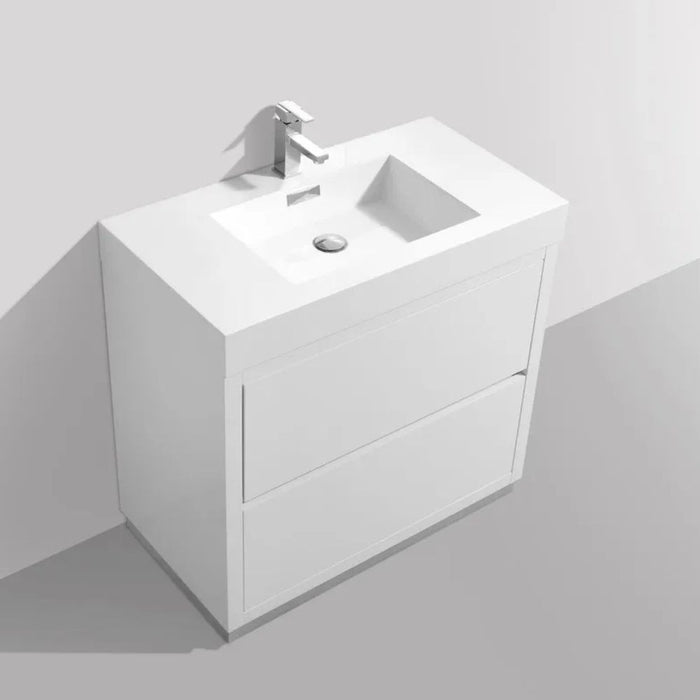 Bliss 36" High Gloss White Free Standing Modern Bathroom Vanity
