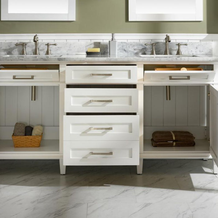 Ilene 72" Wood Double Vanity White – Sleek Design, Marble Countertop