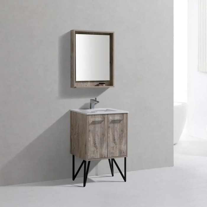 Thea 24" Single Sink Bathroom Vanity with Quartz Countertop – Modern Design with Matt Black Legs