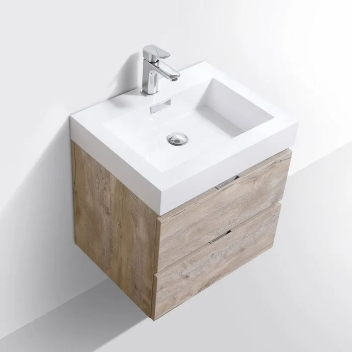 Bliss 24" Nature Wood Wall Mount Modern Bathroom Vanity