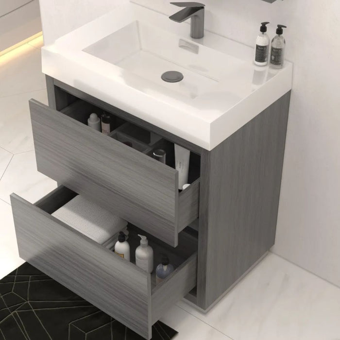 Vulcan 30" Vulcan Ash Grey Wood Bathroom Vanity – Free Standing Modern Style