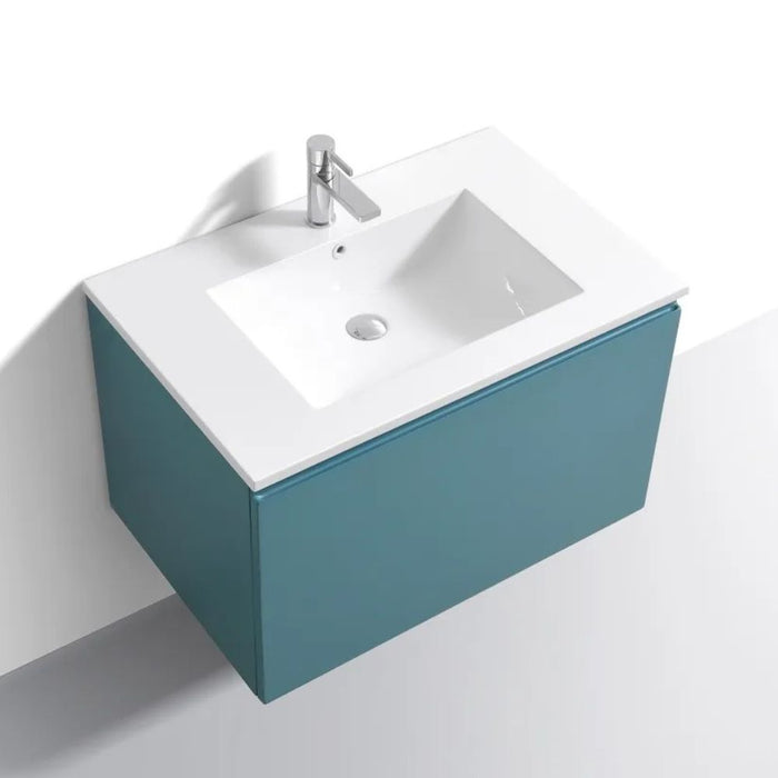 Levi 32" Teal Green Floating Bathroom Vanity - Modern Design with Dual Drawers