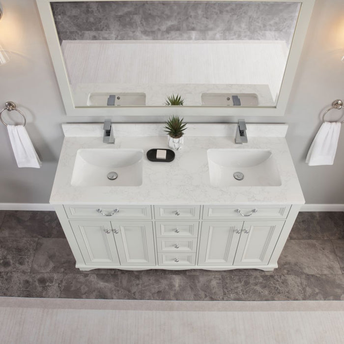 Eline 60" Silver Strand Finish Bathroom Vanity - Solid Wood Single Sink with Undermounted Basin