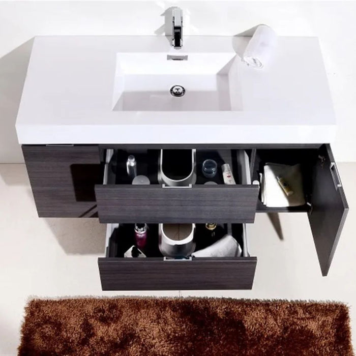 Bliss 48" Gray Oak Wall Mount Modern Bathroom Vanity