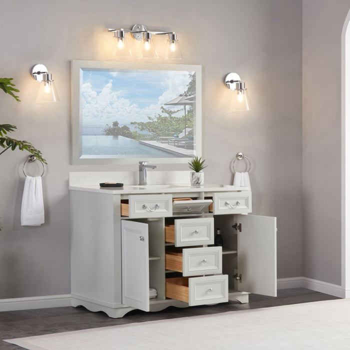 Oreille 48" Silver Strand Finish Bathroom Vanity Set with 1" Stone Countertop & Soft Close Hardware