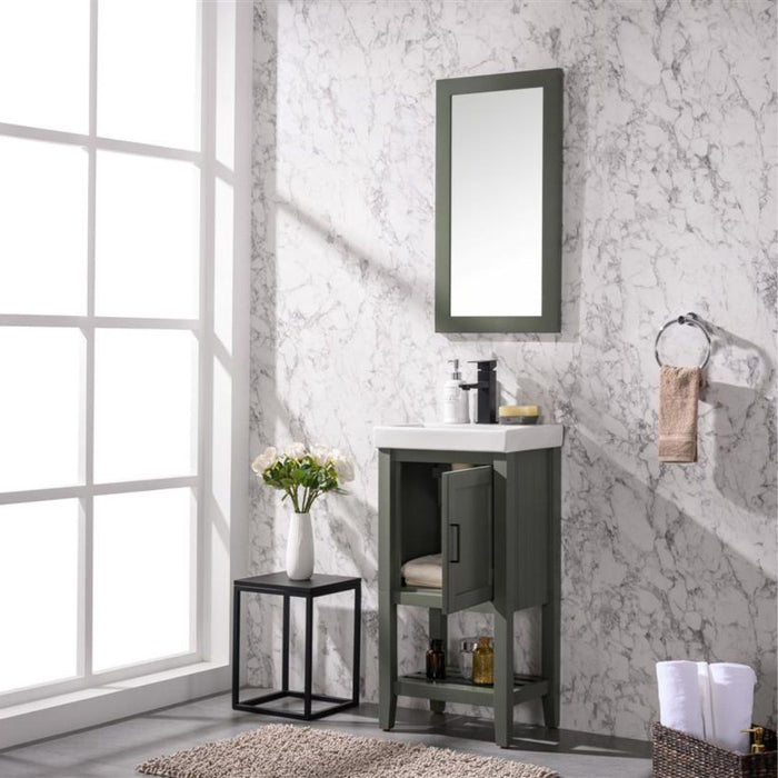 Aster 18" Pewter Green Ceramic Bathroom Vanity - Single Sink with White Top