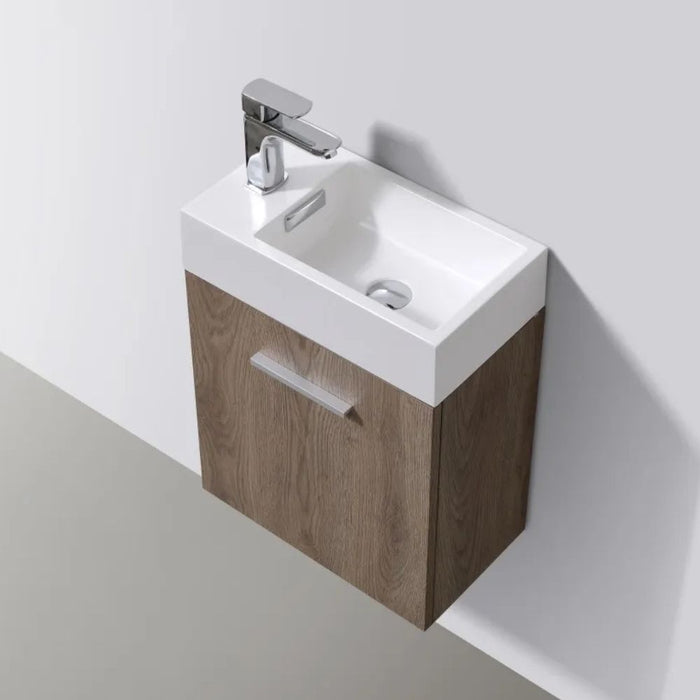 Bliss 18" Butternut Wall Mount Modern Bathroom Vanity