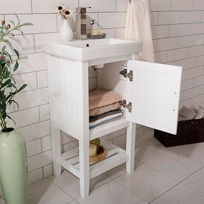 Boheme 18" White Ceramic Bathroom Vanity Cabinet – Pre-Drilled Single Hole Top