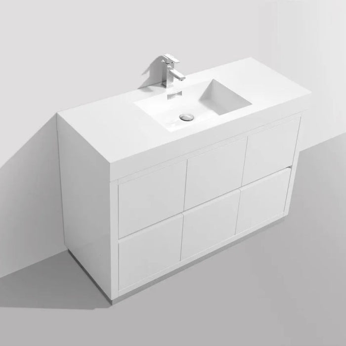 Bliss 48" High Gloss White Free Standing Modern Bathroom Vanity