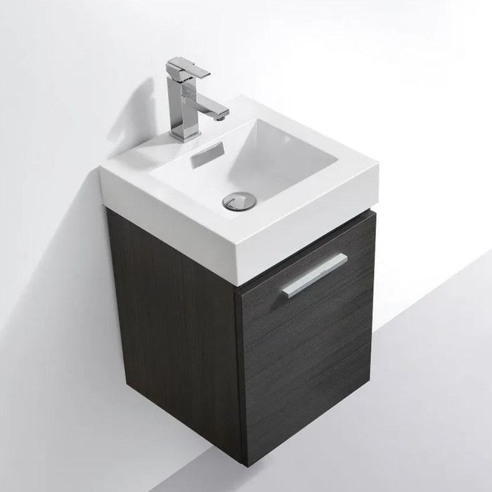 Jody 16" Gray Oak Wall Mount Modern Vanity – Compact Bathroom Vanity with Acrylic Sink