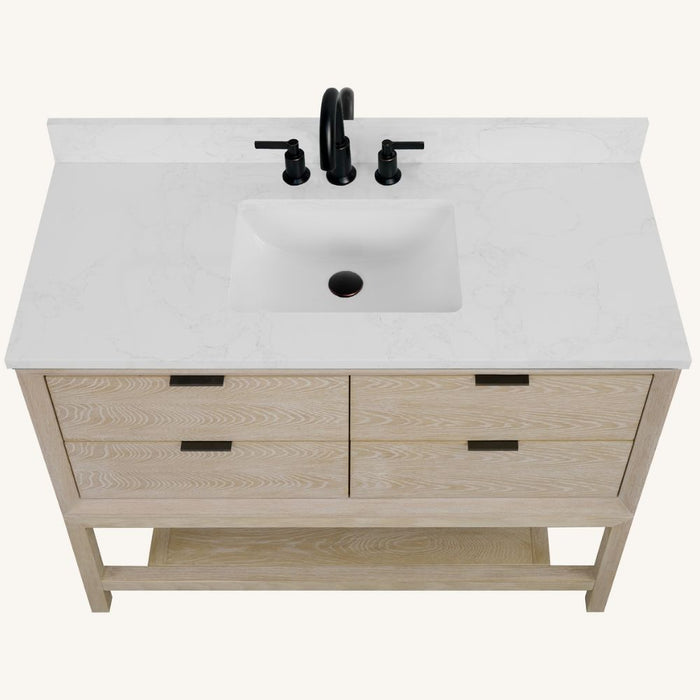 Parkson 48" Whitewashed Oak Single Bathroom Vanity – Contemporary Leg Style with 2-Drawer Storage