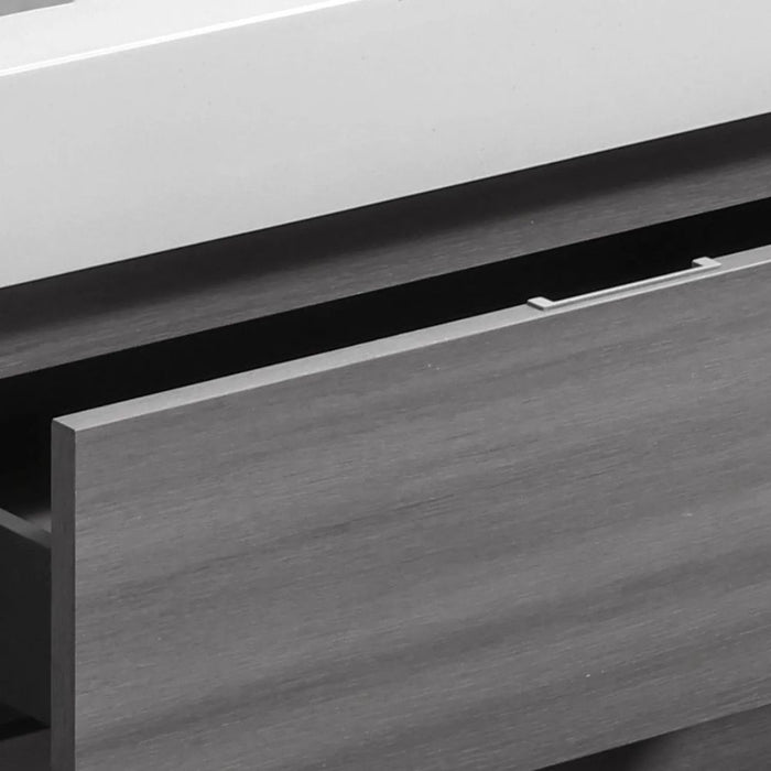 Vulcan 60" Double Sink Vulcan Ash Grey Wood Bathroom Vanity – Modern Freestanding Cabinet with Push-Open Hardware