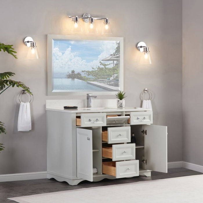 Edouard 48" Silver Strand Solid Wood Bathroom Vanity with Artificial Stone Top & Soft-Close Drawers
