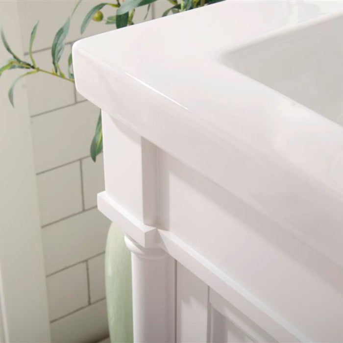 Lagos White 24" Bathroom Vanity with Ceramic Top and Sink – Space-Saving Storage Cabinet