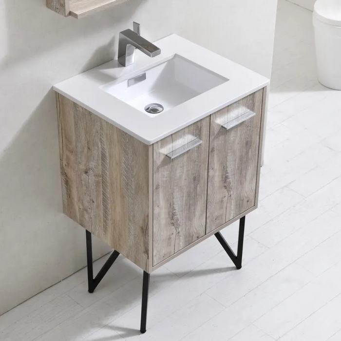 Thea 24" Single Sink Bathroom Vanity with Quartz Countertop – Modern Design with Matt Black Legs