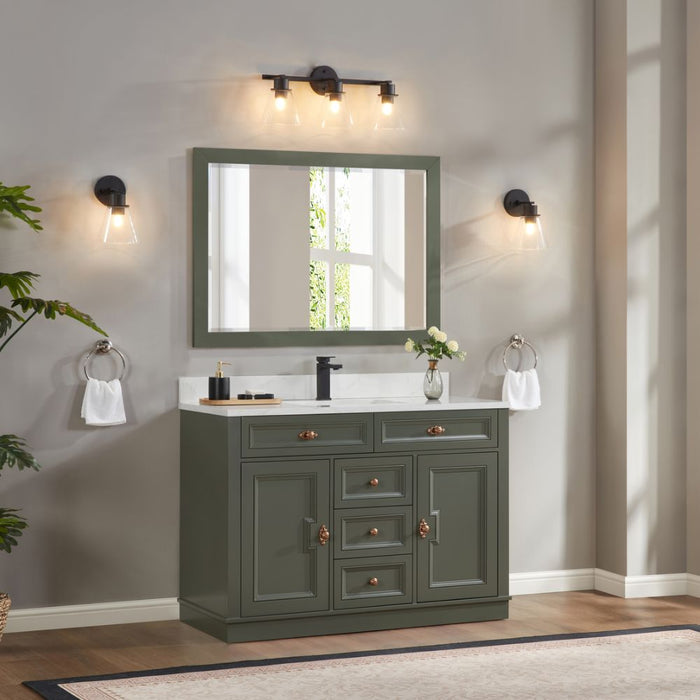 48" Jonesy Pewter Green Single Sink Wood Vanity - Undermount Basin & Artificial Stone Top