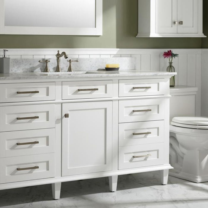 Lisen 60" Bathroom Vanity – White Cabinet with Marble Countertop