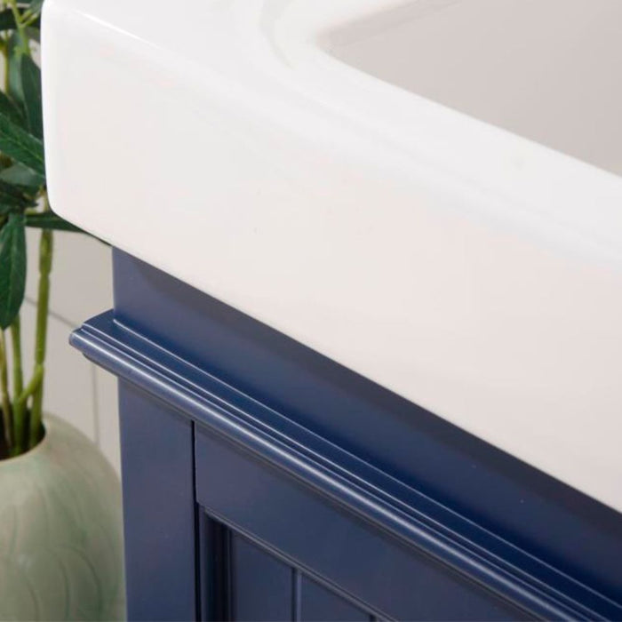 Bloom 24" Blue Sink Vanity - White Ceramic Top with Pre-Drilled Faucet Holes