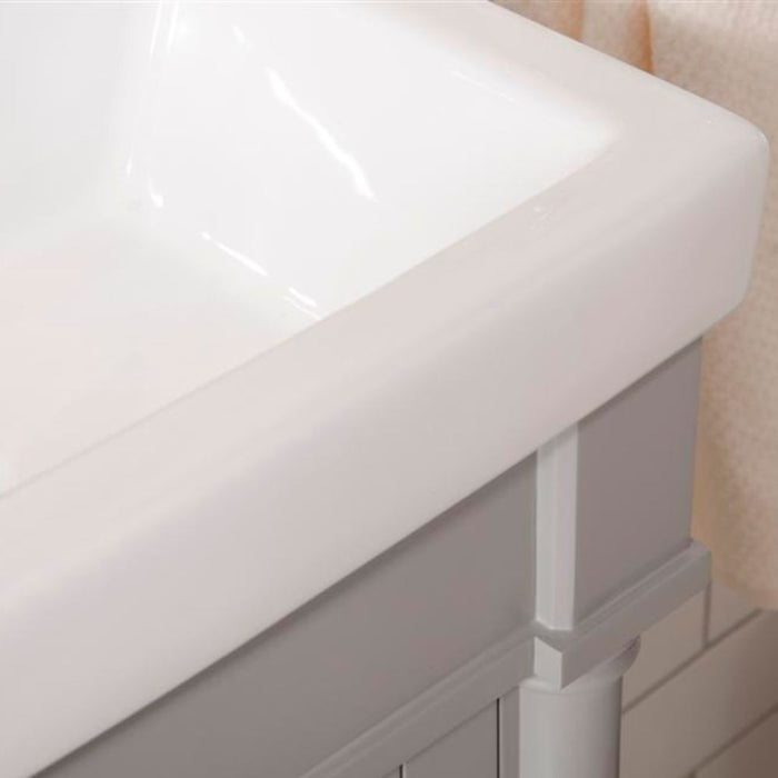 Ardent 18" Gray Bathroom Vanity with White Ceramic Sink Top - Compact Single Door Cabinet