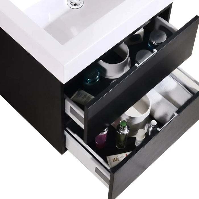Brinda 24" Black Wall Mount Bathroom Vanity – Marine Veneer Modern Style