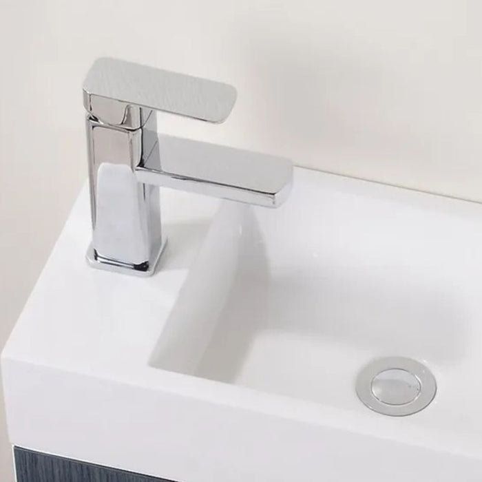 Ponzi 18" Gray Oak Marine Veneer Modern Bathroom Vanity – Wall Mount Single Door with Acrylic Integrated Sink
