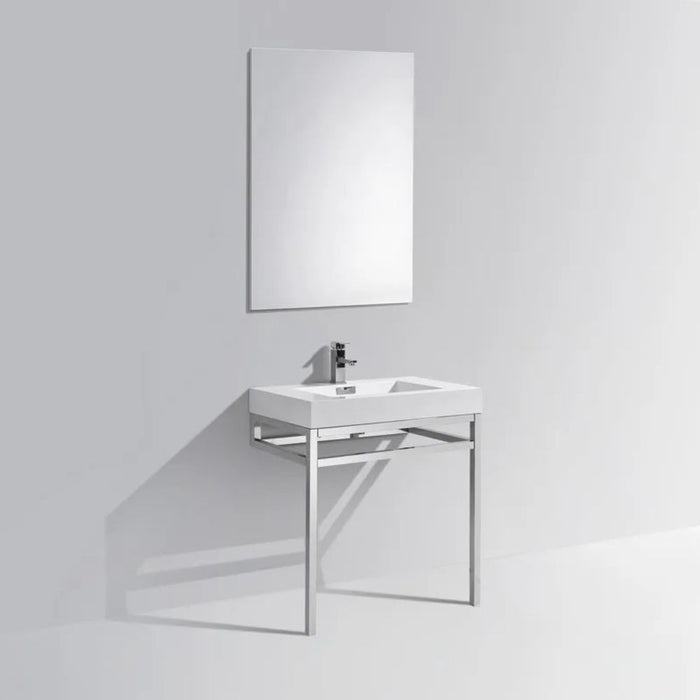 Victorian 30" Chrome Console Bathroom Vanity – Stainless Steel Frame with Integrated Acrylic Sink