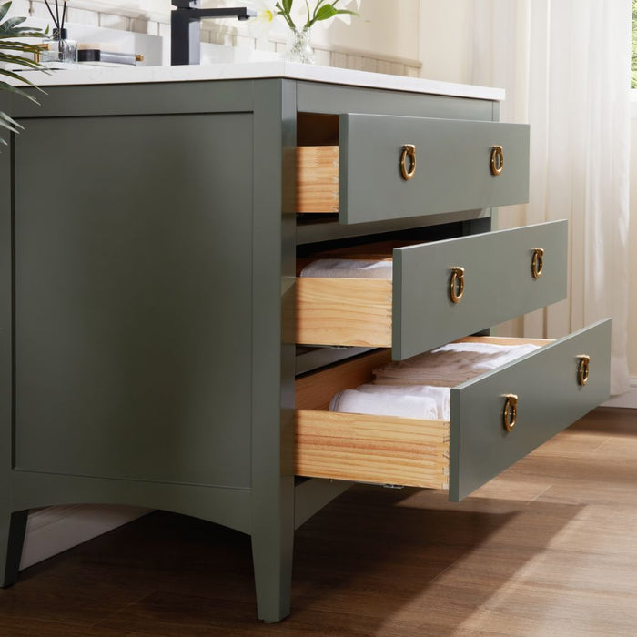 Lavin 42" Single Sink Vanity in Pewter Green – Freestanding Wood Cabinet with Stone Top