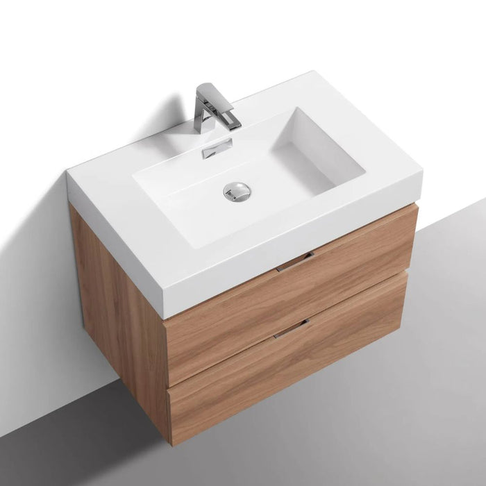 Bliss 24" Honey Oak  Wall Mount Modern Bathroom Vanity