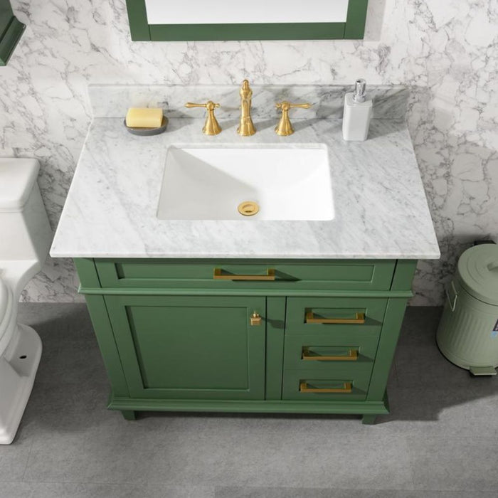 Caribou 36" Green Carrara Marble Bathroom Vanity Cabinet with Ceramic Sink & Storage