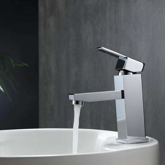 Amanda Chrome Brass Single Lever Bathroom Sink Faucet – Corrosion Resistant cUPC Certified