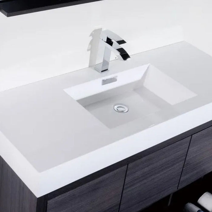Misha 60" Gray Oak Acrylic Sink Modern Bathroom Vanity – Freestanding Single Hole Faucet Mount