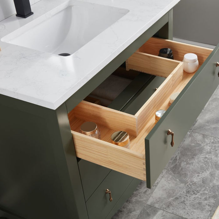 Fraizer 36" Green Wood Bathroom Vanity – Modern Design with Faux Stone Top