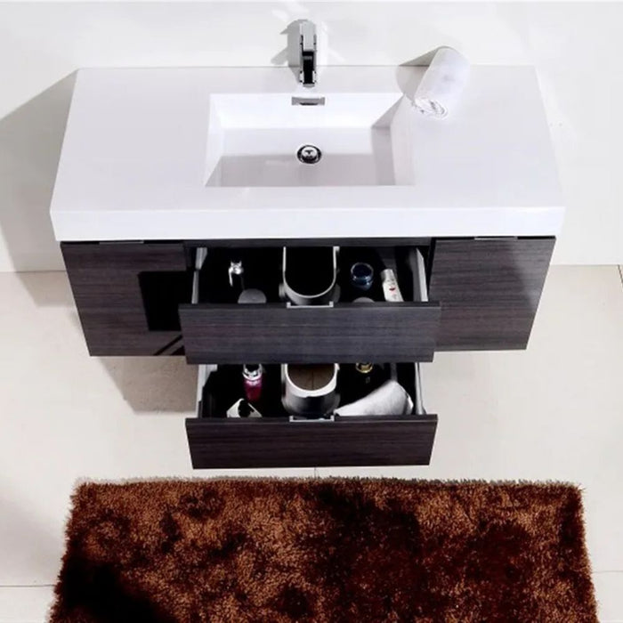 Bliss 48" Gray Oak Wall Mount Modern Bathroom Vanity