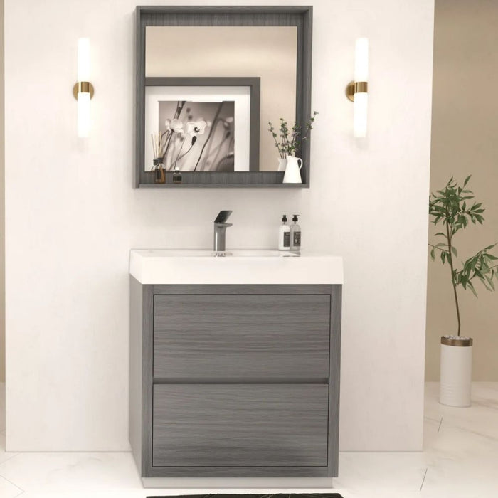 Vulcan 30" Vulcan Ash Grey Wood Bathroom Vanity – Free Standing Modern Style