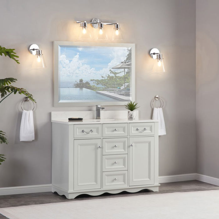 Oreille 48" Silver Strand Finish Bathroom Vanity Set with 1" Stone Countertop & Soft Close Hardware